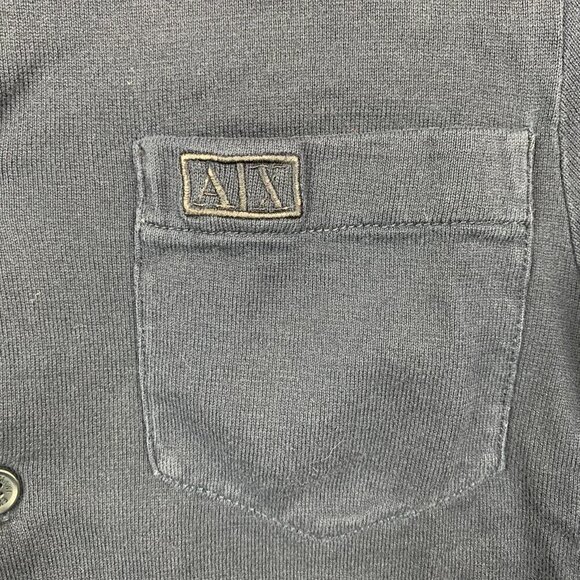 Armani Exchange Mens Shirt Medium (Fits Small) Navy Blue Double Layer Button Up - Picture 2 of 8